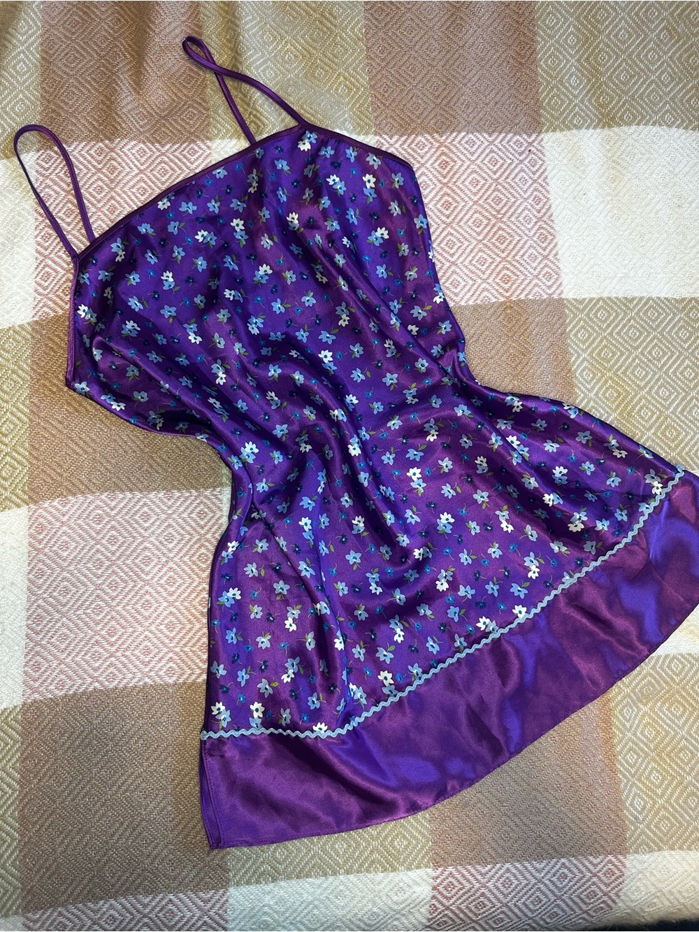 Purple Floral Satin Slip dress